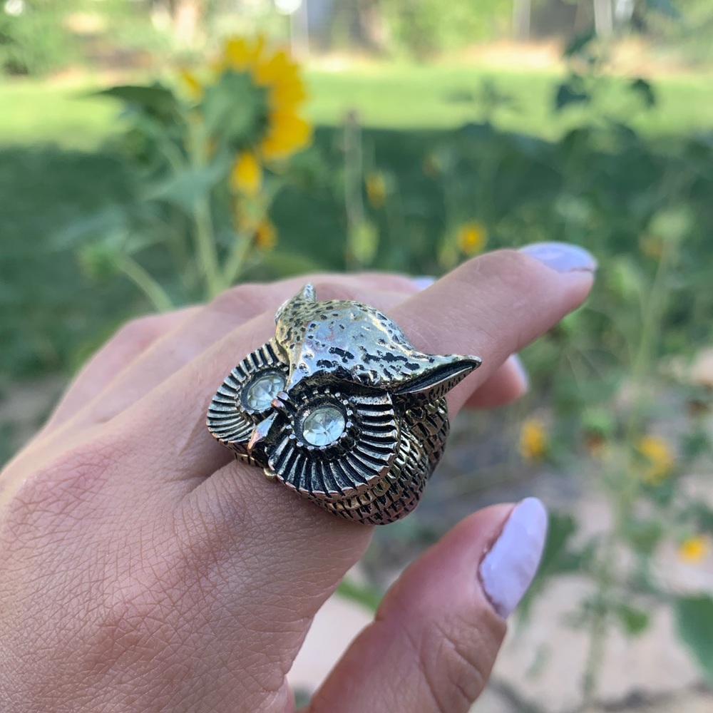 Fossil Brand Boho style owl cocktail ring Size 7
